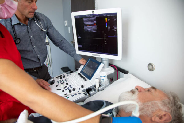 Man having Carotid Ultrasound test
